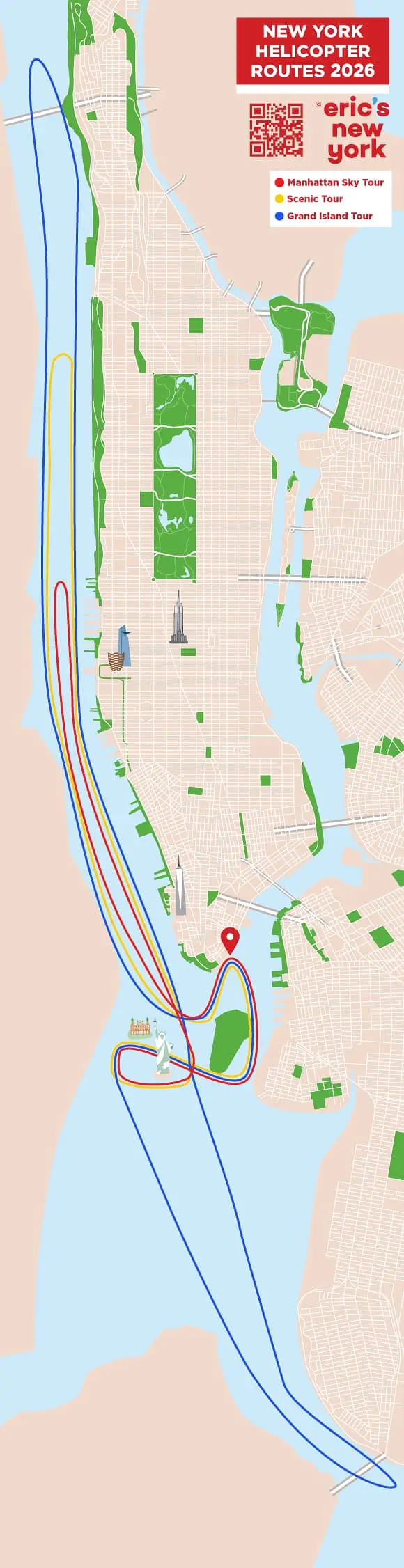 Helikoptertur i New York - Karta