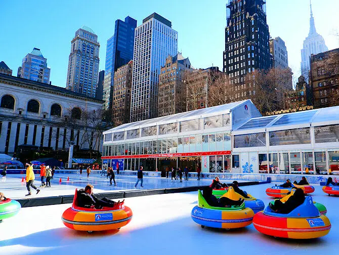 Skridskoåkning i New York - Bryant Park isrinken