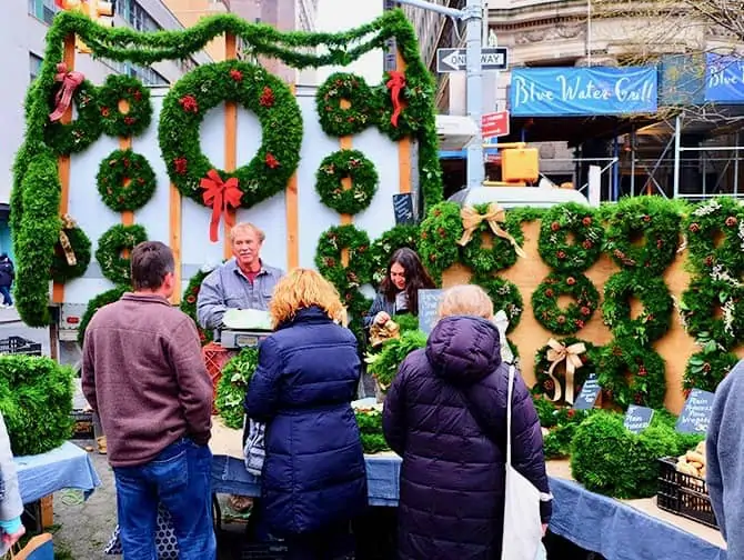 Marknader i New York - Julkransar på Union Square