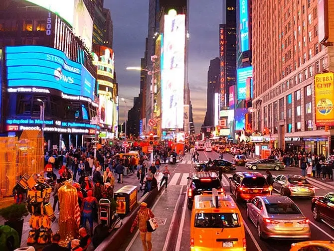 Big Bus i New York - Times Square på kvällen