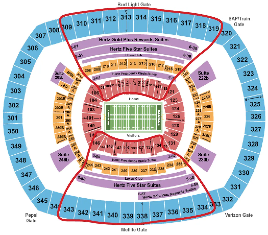 New York Giants biljetter - Metlife platskarta