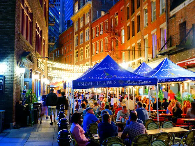 Stone Street restauranger i New York Winter
