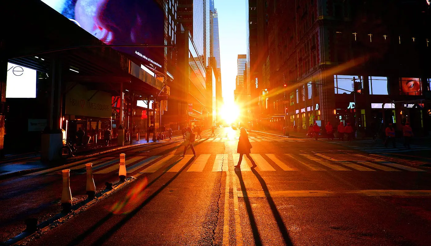 Manhattanhenge Street utsikt