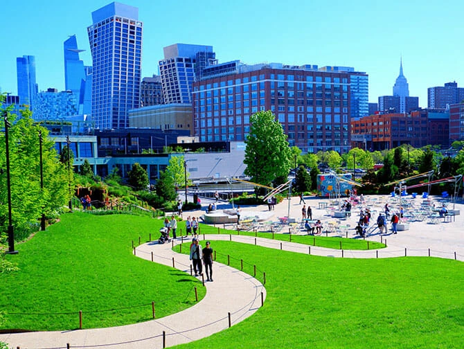 Hudson River Park i New York - Little Island utsikt