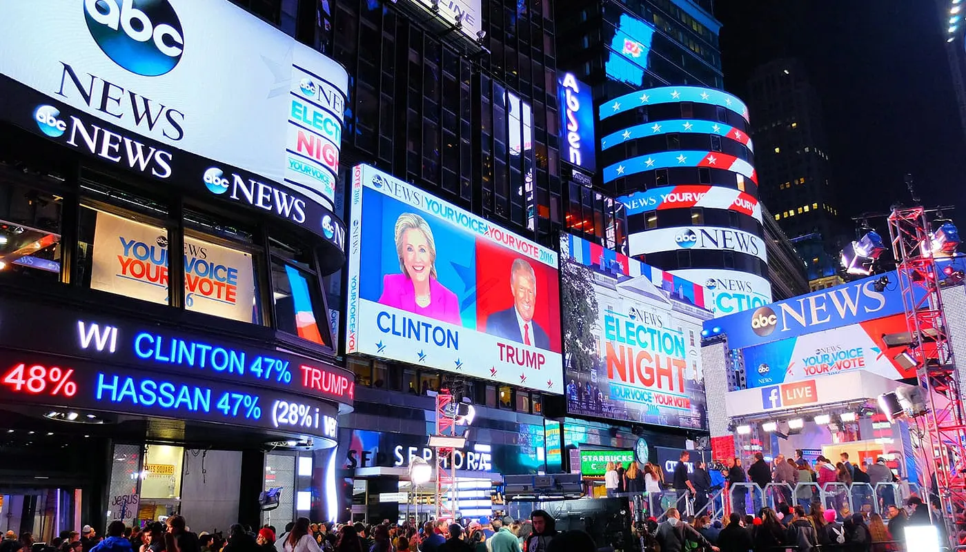 Det amerikanska valet i New York - Times Square