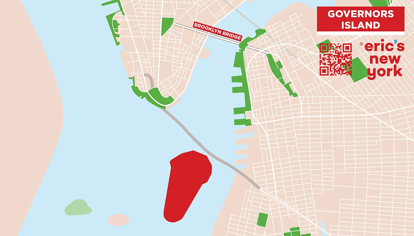 Governors Island i New York - Gratis Karta
