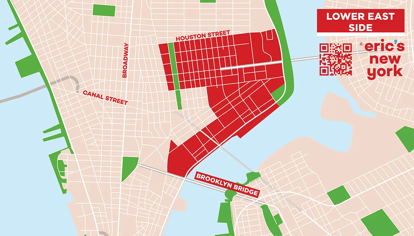 Lower East Side i New York - Gratis Karta