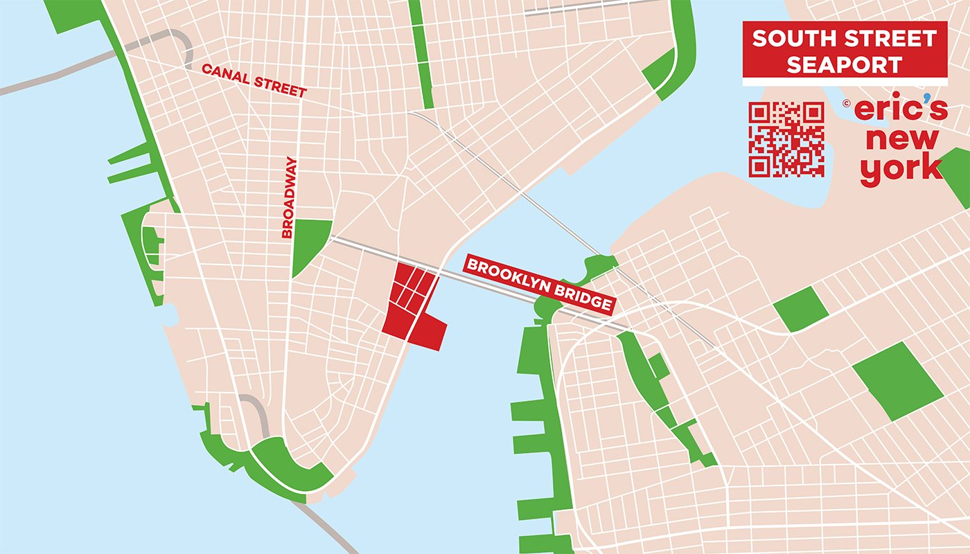 South Street Seaport i New York - Gratis Karta