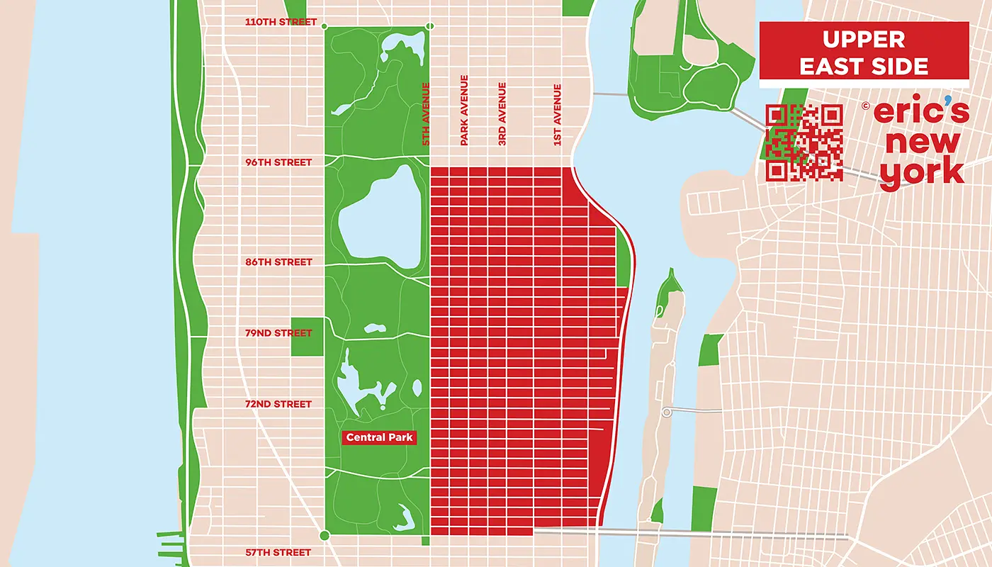 Upper East Side i New York - Gratis Karta