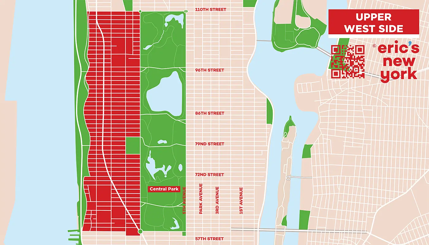 Upper West Side i New York - Gratis Karta