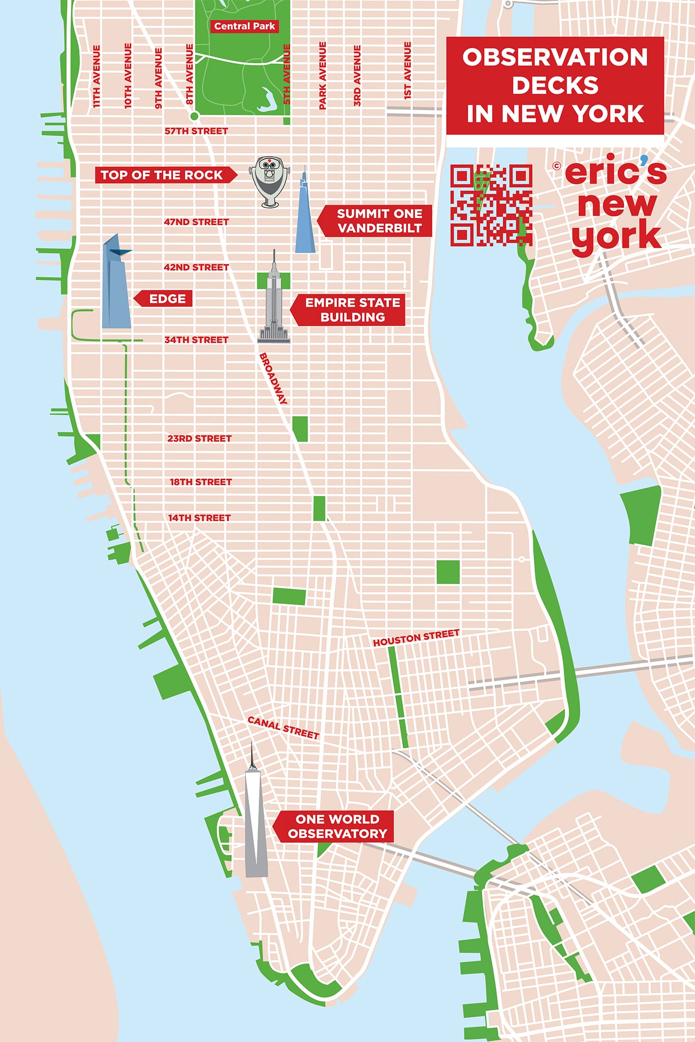 Bästa observatoriedäck i New York - kort