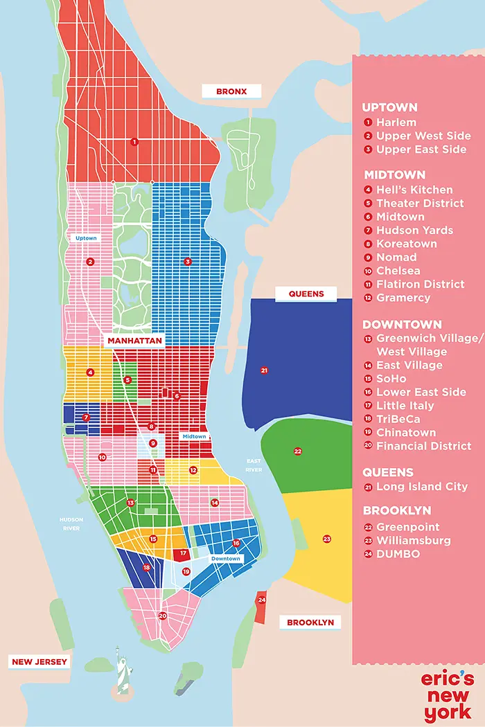 New Yorks kommuner och stadsdelar - karta över stadsdelarna